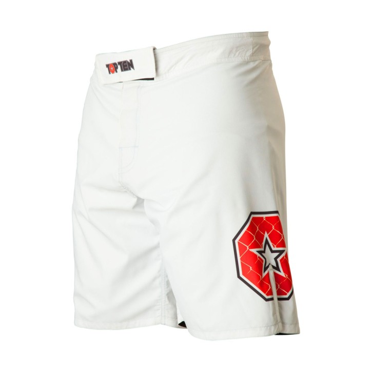Top Ten Triangle MMA Shorts White Red