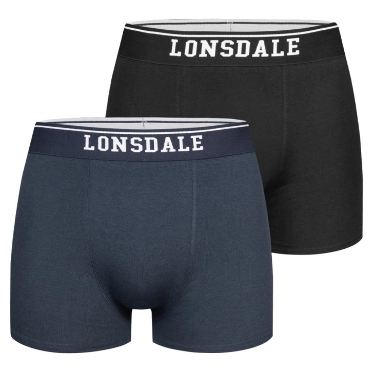 Lonsdale Oxfordshire Men's Boxer Shorts 2 Pack Navy Black