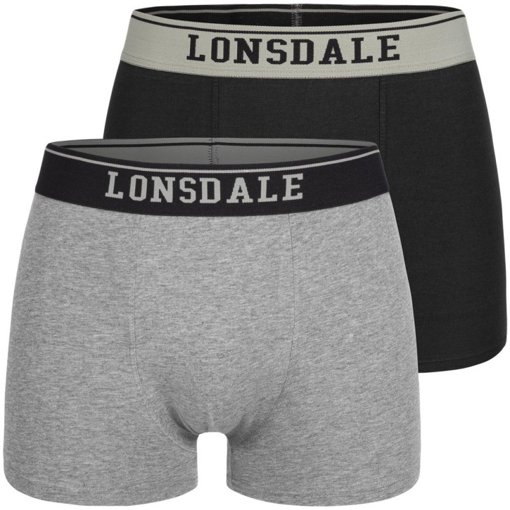Lonsdale Oxfordshire Boxershorts 2er Grau Schwarz