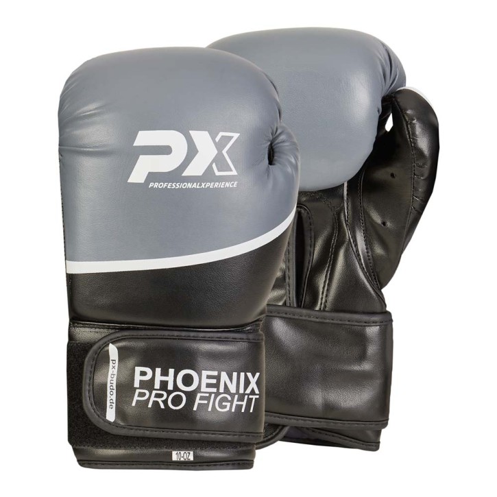 Phoenix PX PRO FIGHT boxing gloves PU Black Gray