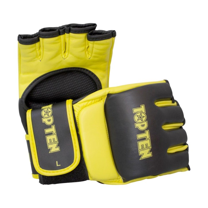Top Ten Competition MMA Ultimate Fight Gloves Black Yellow