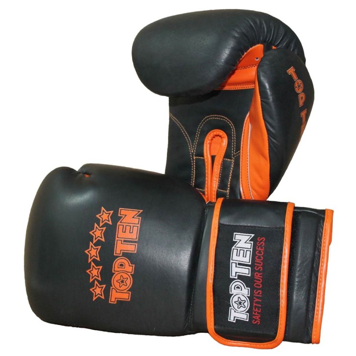 Top Ten Elite Sparring Gloves 18oz Black Orange