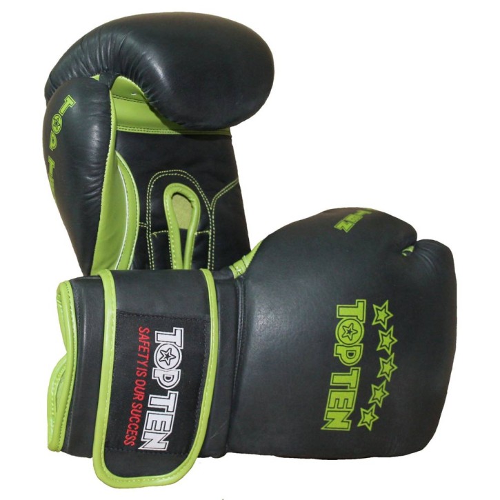 Top Ten Elite Sparring Gloves 16oz Black Green
