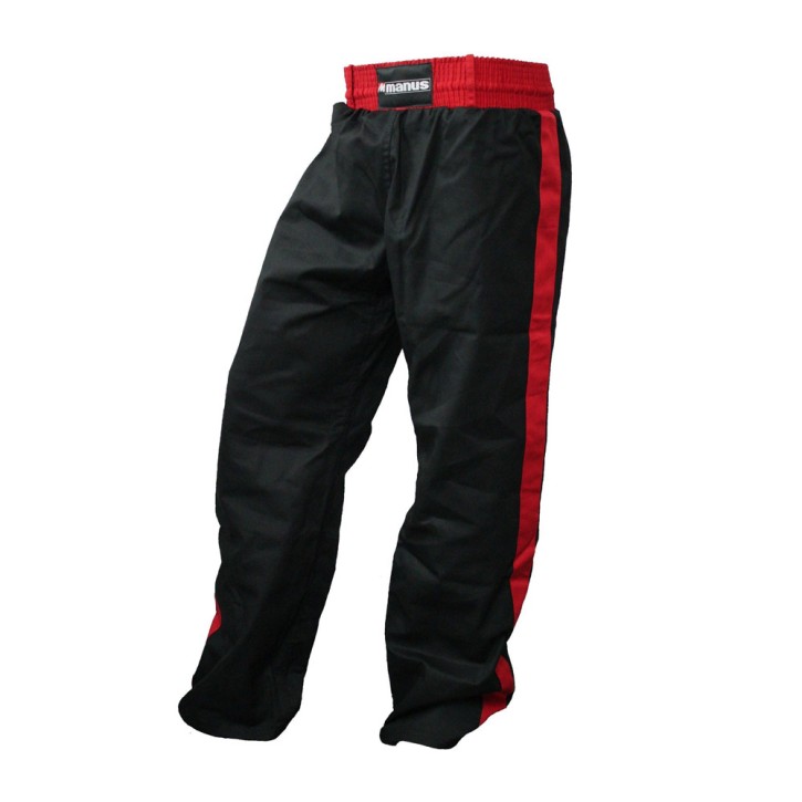 Manus Kickboxing Pants With Side Stripes Black Red