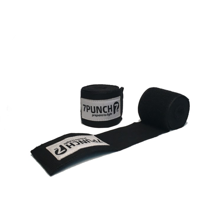 7PUNCH boxing bandage 350cm semi-elastic Black