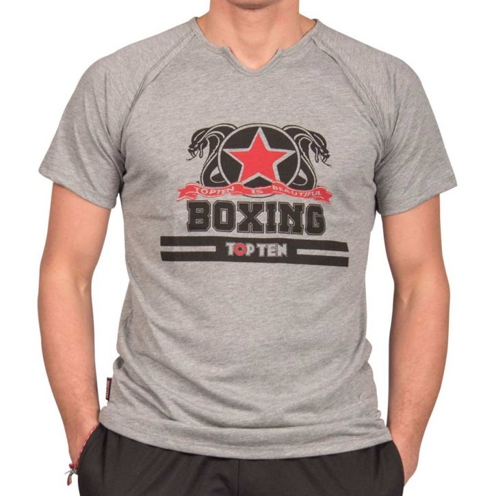 Top Ten Boxing T Shirt Grey