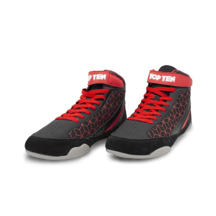 Top Ten Short Cut Boxing Boots Black Red