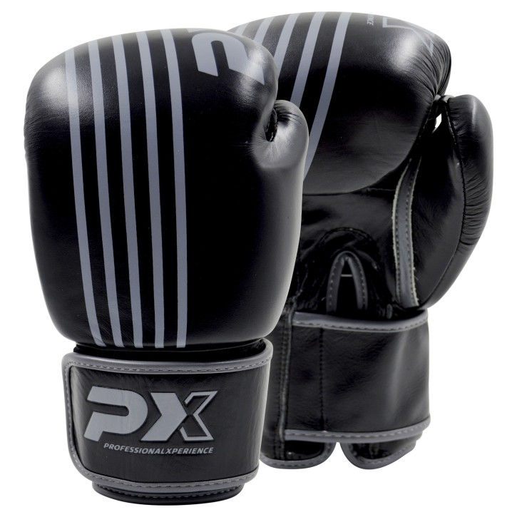 Phoenix PX Boxing Gloves Leather Black Gray