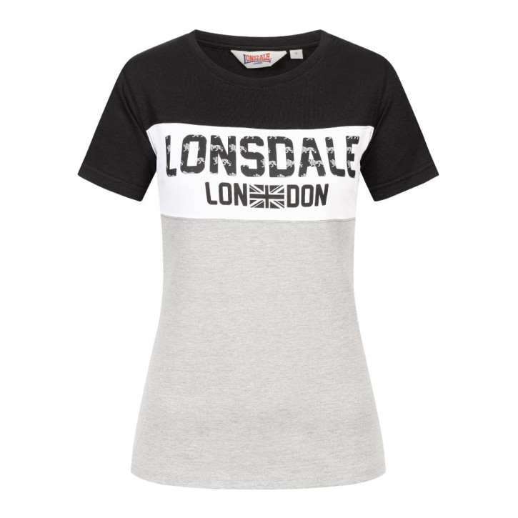Lonsdale Tallow T-Shirt Women Black Marl Grey