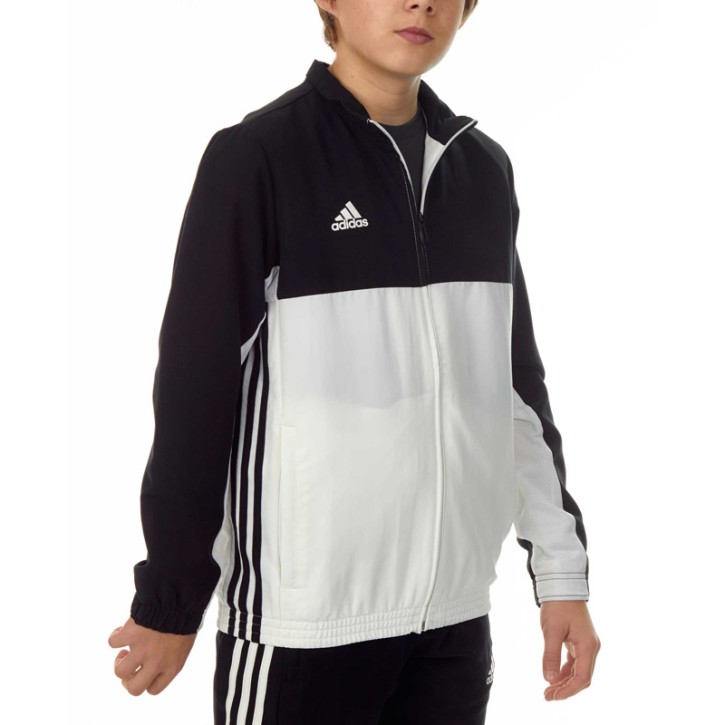 Sale Adidas T16 Team Jacket Kids Black White AJ5322 Size 140
