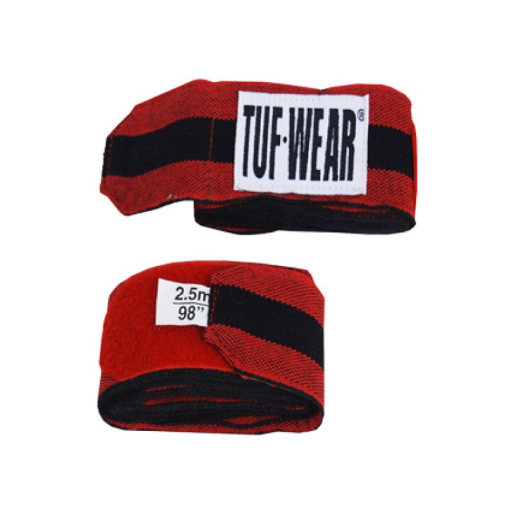 Tuf Wear Boxing Wraps 250cm Red Black Semi-elastic