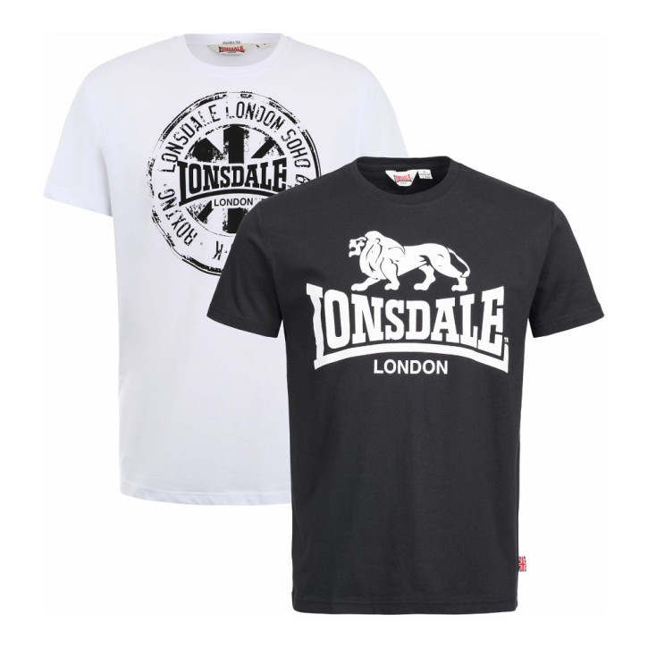 Lonsdale Dildawn T-Shirt 2er Schwarz Weiss