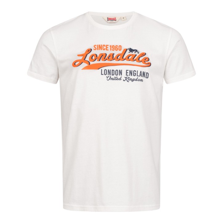 Lonsdale Croxton T-Shirt Weiss Neon Orange