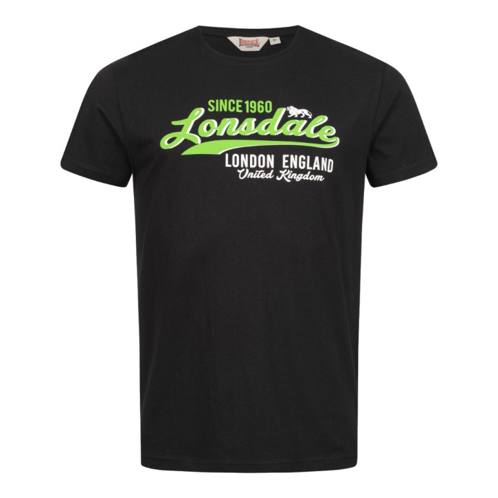 Lonsdale Croxton T-Shirt Schwarz Neon Grün