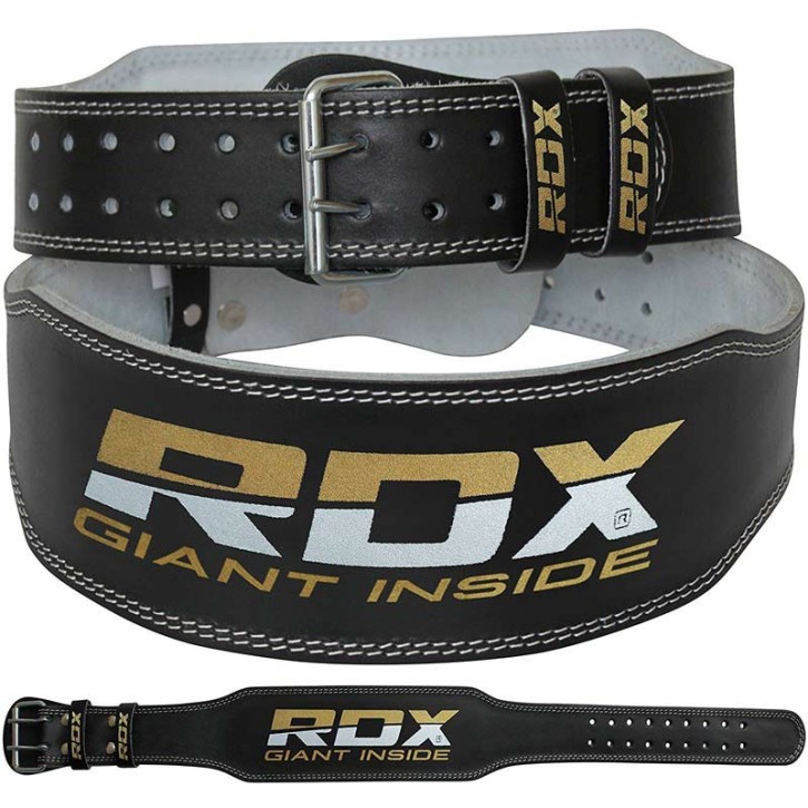 RDX Weightlifting Belt Leather 4Inch Black Gold