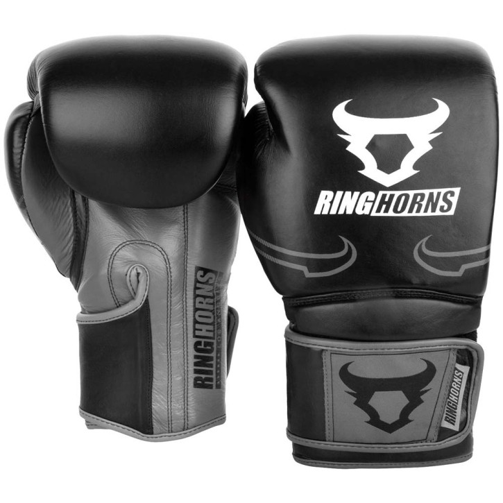 Abverkauf Ringhorns Destroyer Boxing Gloves Black Grey Leather