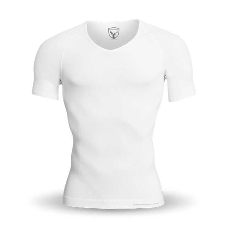 Tight Max Men Compression Shirt Breeze Deep VNeck White