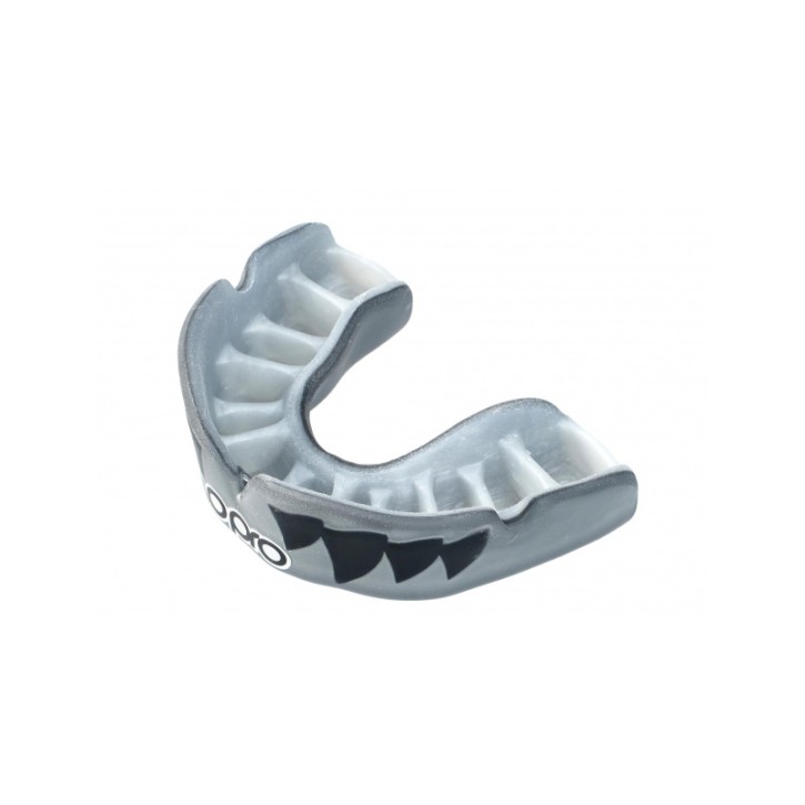 OPRO Mouthguard PowerFit Aggression Jaws Silver White