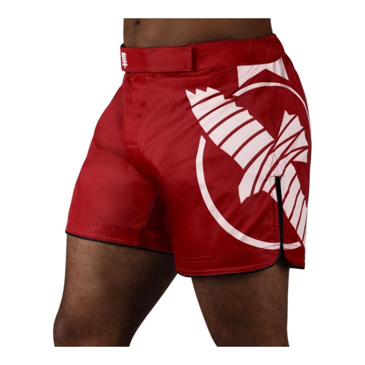 Hayabusa Icon Mid Length Fightshort Red White