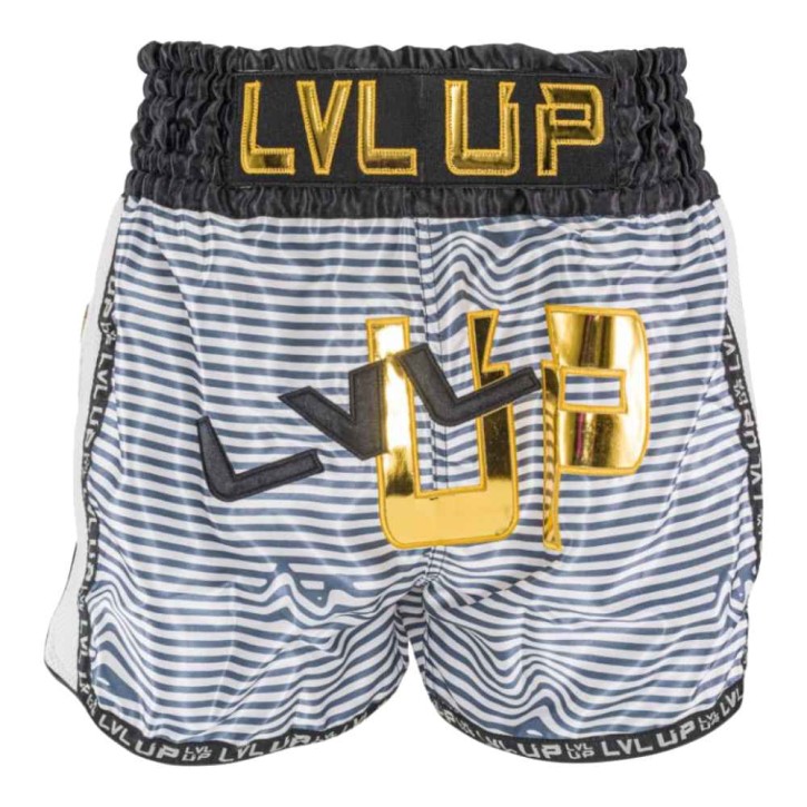 LVL UP Flash Muay Thai Shorts Weiss Gold
