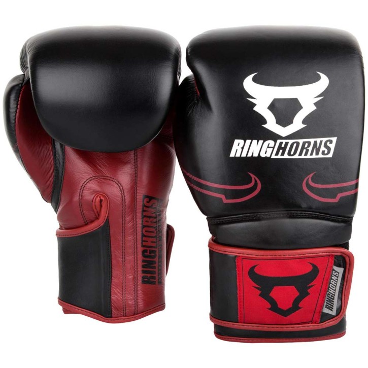 Ringhorns Destroyer Boxing Gloves Black Red Leather