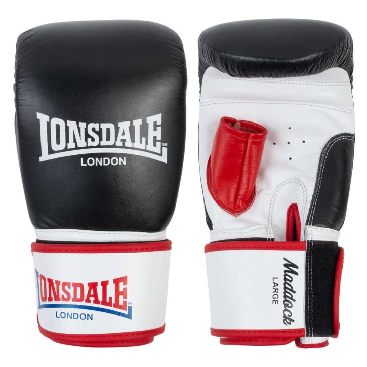 Lonsdale Maddock Punching Bag Gloves Leather Black