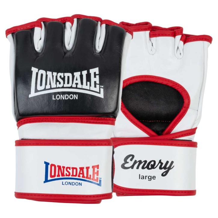 Lonsdale Emory MMA Training Gloves Leather Black White