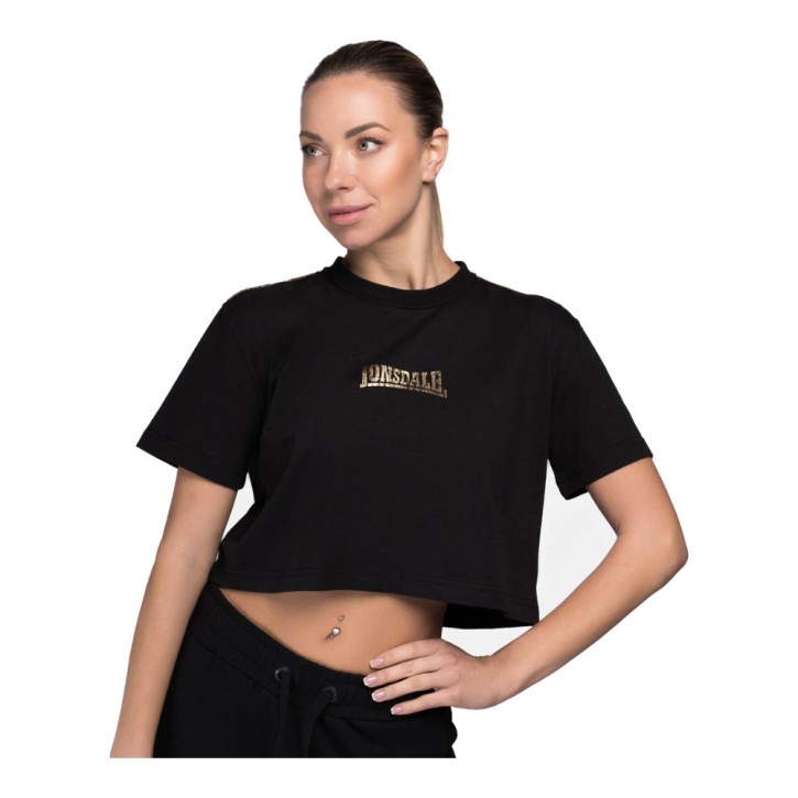 Lonsdale Aultbea Womens T-Shirt Cropped Black