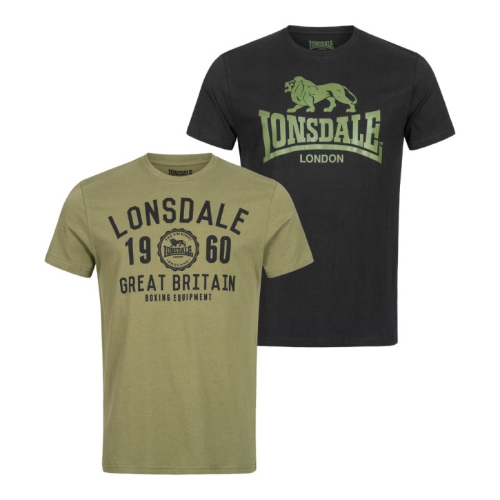 Lonsdale Bangor T-Shirt Set Schwarz Olivgrün