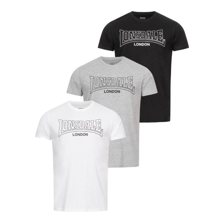 Lonsdale Beanley T-Shirt Set Black Gray White