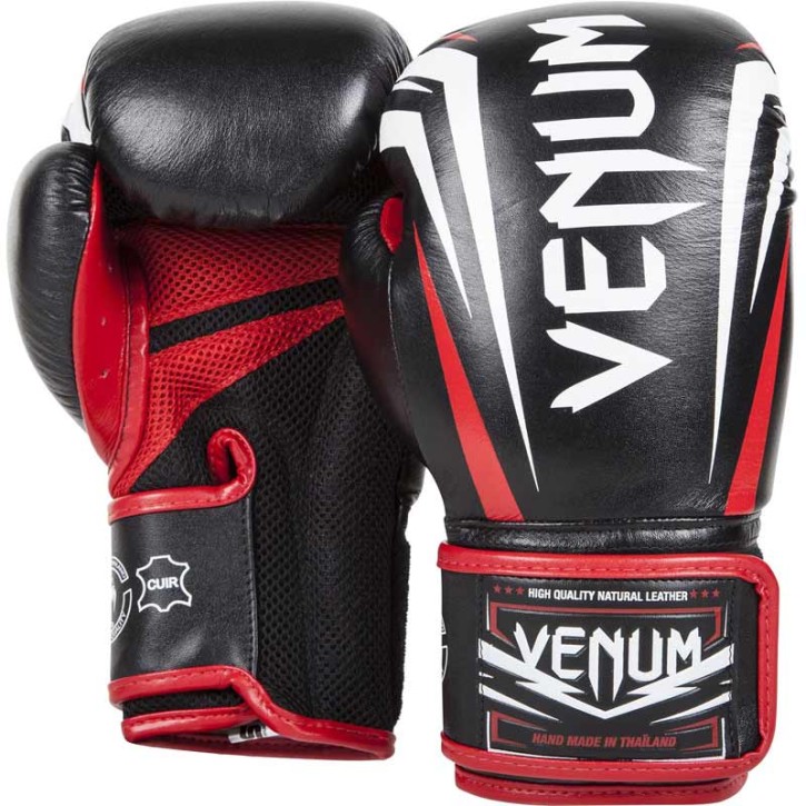 Venum Sharp Boxing Gloves Black Ice Red Nappa Leather