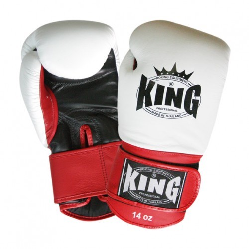 KING boxing gloves leather white red BGK8