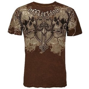 Abverkauf Affliction De La Hoya Pacquiao T-Shirt Brown GR S