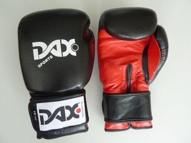 Abverkauf DAX Boxhandschuhe Comfort Black Red Leder 10oz