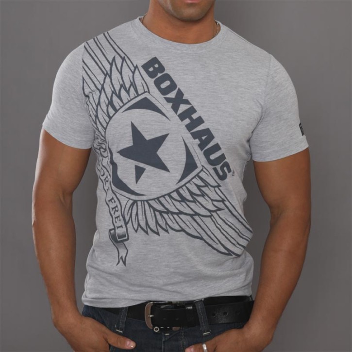 BOXHAUS Brand Winged Tee gray htr