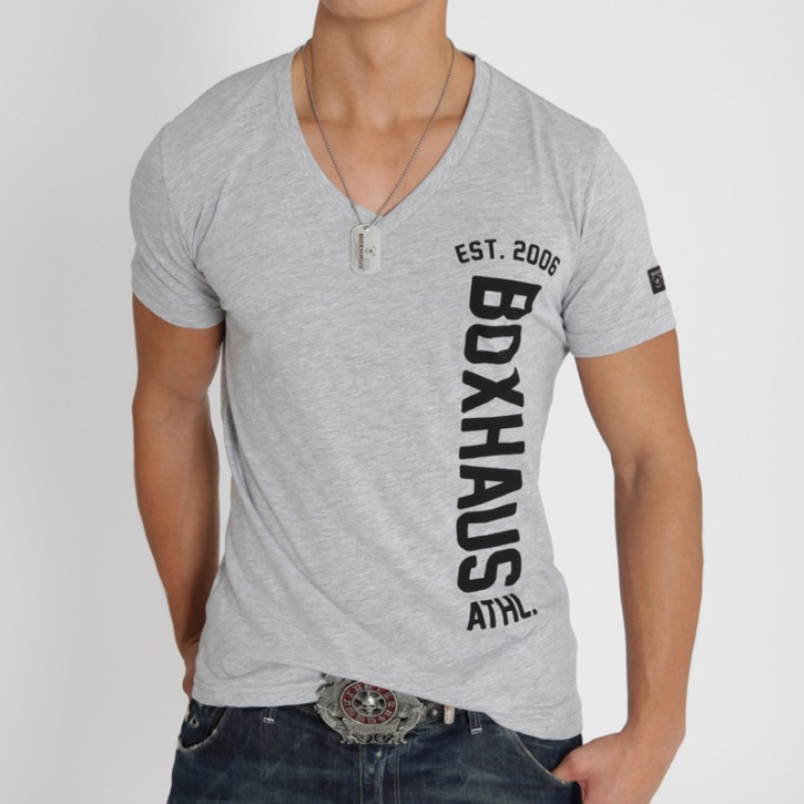 Abverkauf BOXHAUS Brand Berlin V-Neck Shirt grey htr Gr S