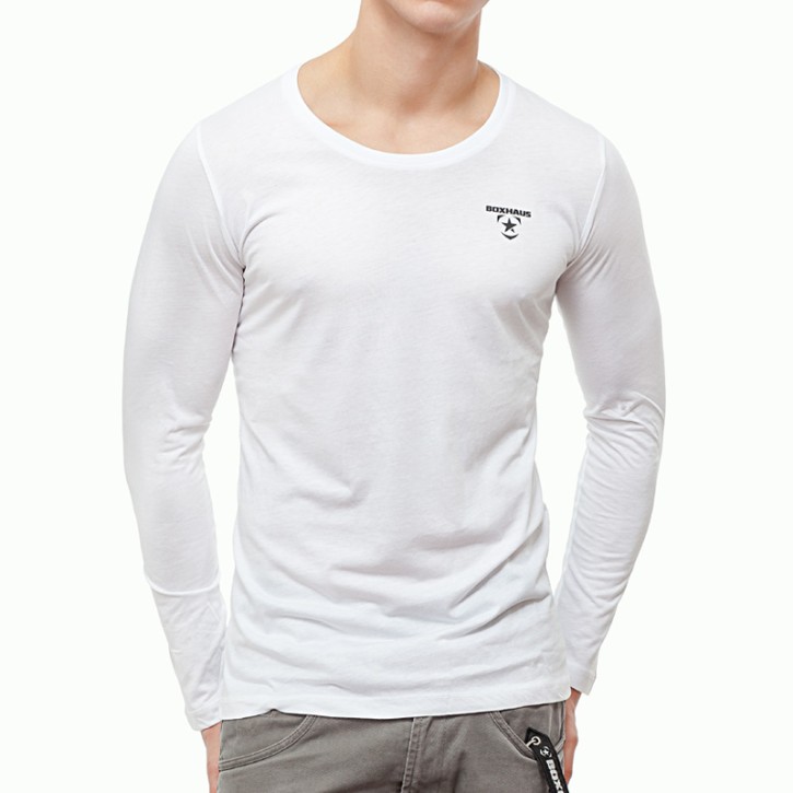 Sale BOXHAUS Brand Incept Round-Neck Modal Shirt LS White