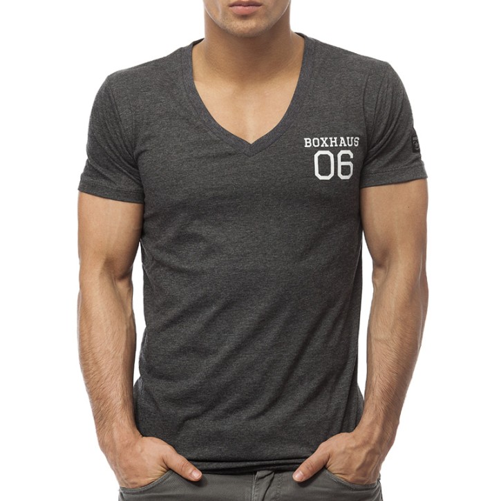 Abverkauf BOXHAUS Brand Argo V-Neck T-Shirt Black htr