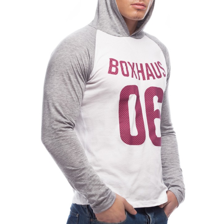 Abverkauf BOXHAUS Brand Cona Kapuzenshirt LS White-grey htr