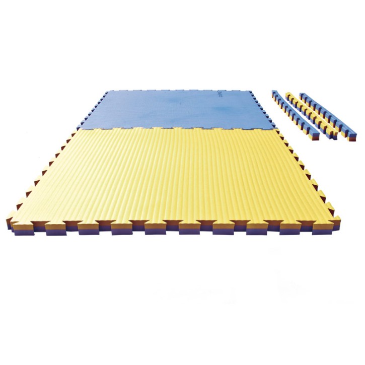 Puzzle reversible mat Tatami 4 cm Blue Yellow