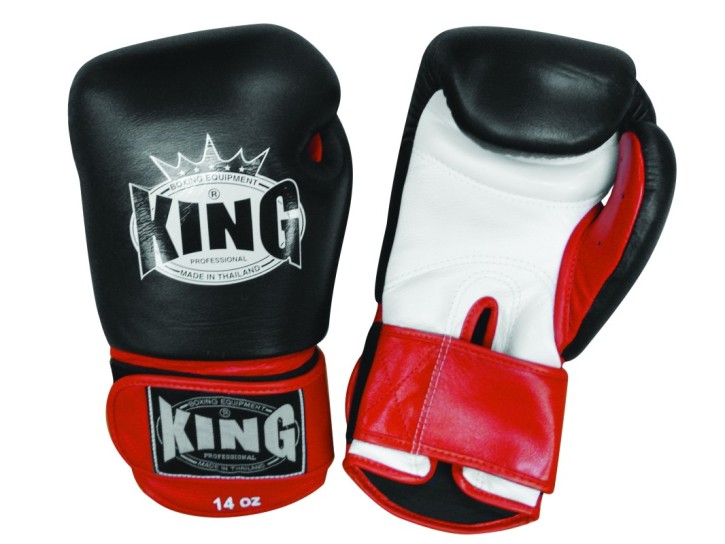 KING boxing gloves leather black red BGK1