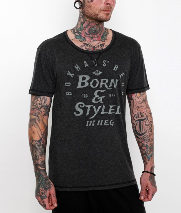 Sale BOXHAUS Brand Tairo T-Shirt Black htr
