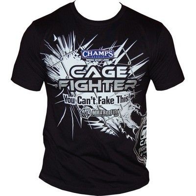 Sale Cage Fighter T Shirt  black & silver