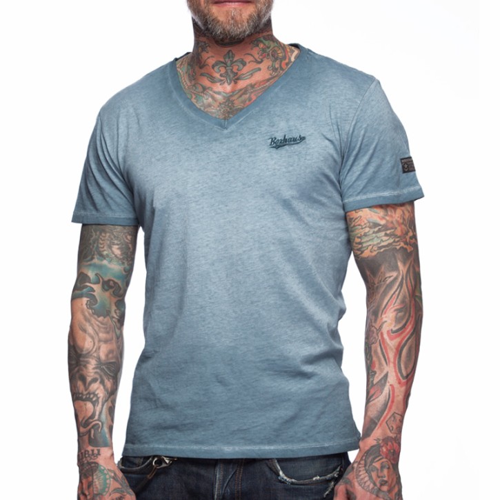 Abverkauf BOXHAUS Brand Sairon V-Neck T-Shirt tealblue