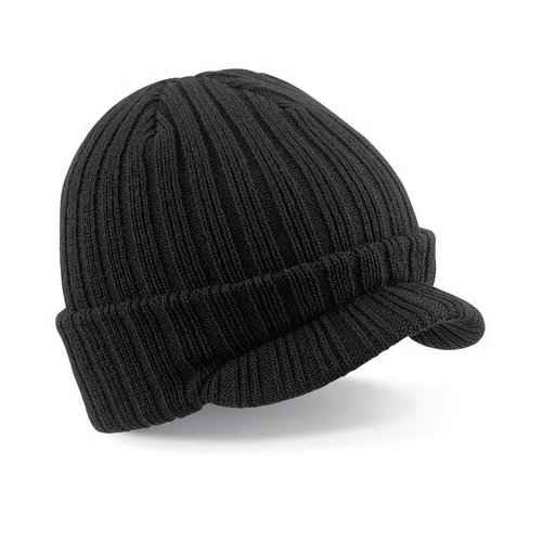 Beechfield peaked beanie knit hat with peak