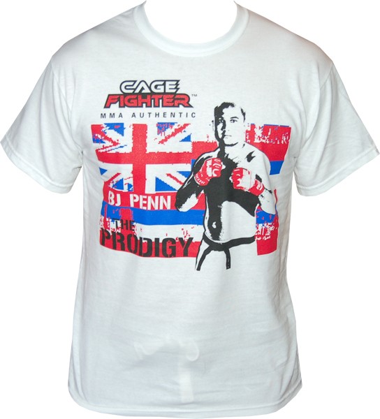 Sale Cage Fighter BJ Penn Big Action Tee white