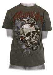Sale Miami Ink Charcoal Swallow and Skull Tee