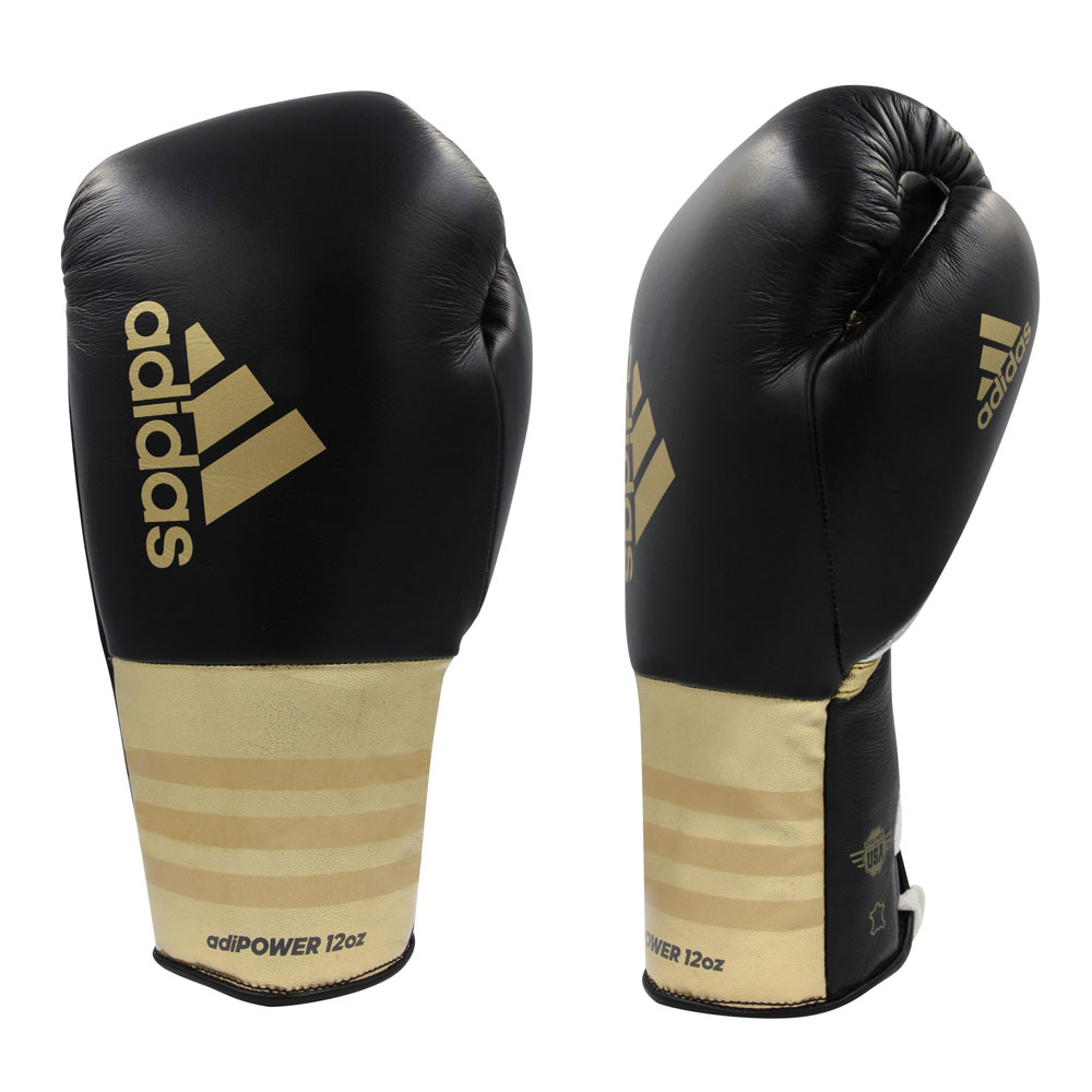 Sale Adidas Adipower Boxing Gloves Black Gold-AAG_001576