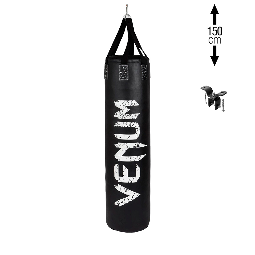 Venum Challenger Heavy Boxsack Black White 150cm gefüllt-AAF_002310_W150