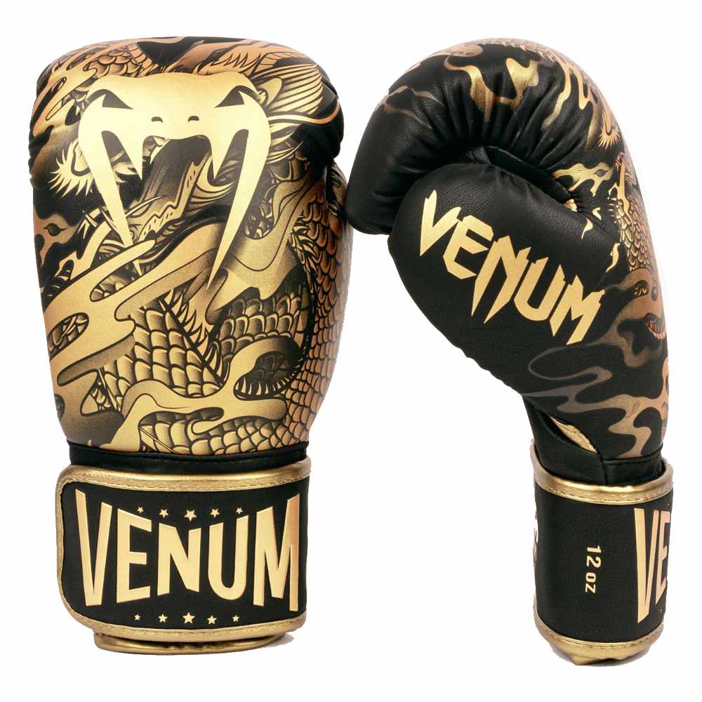 Venum Dragons Flight Boxing Gloves Black Bronze-AAF_002475